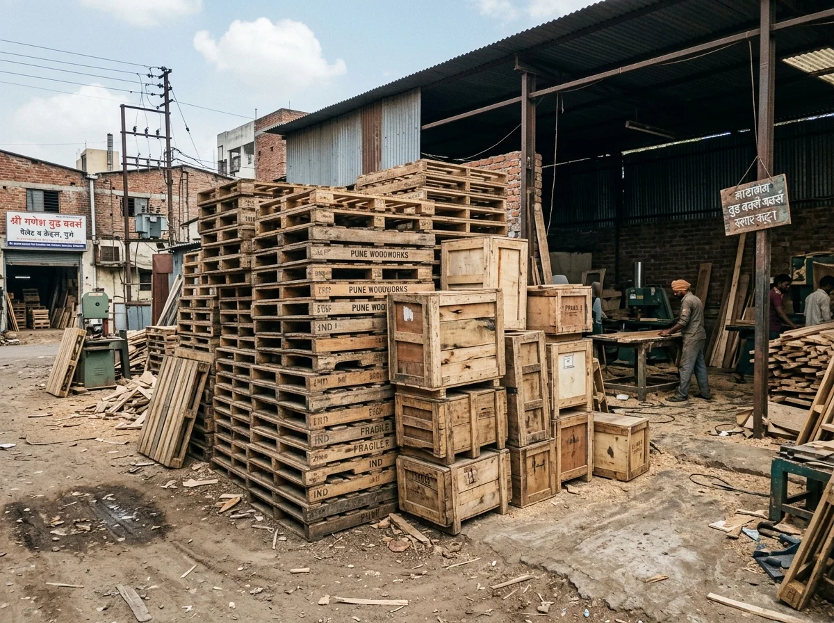 Wooden pallets and crates scrap